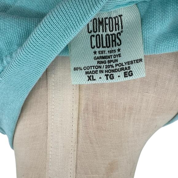 Comfort Colors Cherry Coquette Bow Sweatshirt Cotton Teal Blue‎ Size XL - Picture 8 of 9